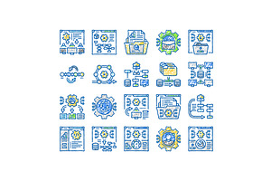 system analyst data icons hand drawn, an Object Illustration by pikepicture