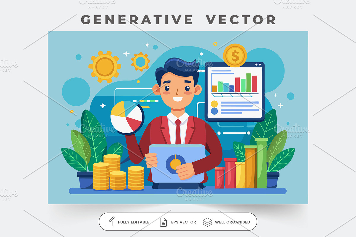 A cheerful person examines colorful, a Graphic by SouravDesign
