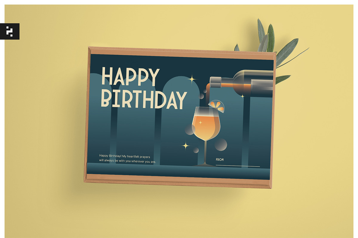 Art Deco Birthday Greeting Card, a Card Template by Neermana (Photo 2 of 4)