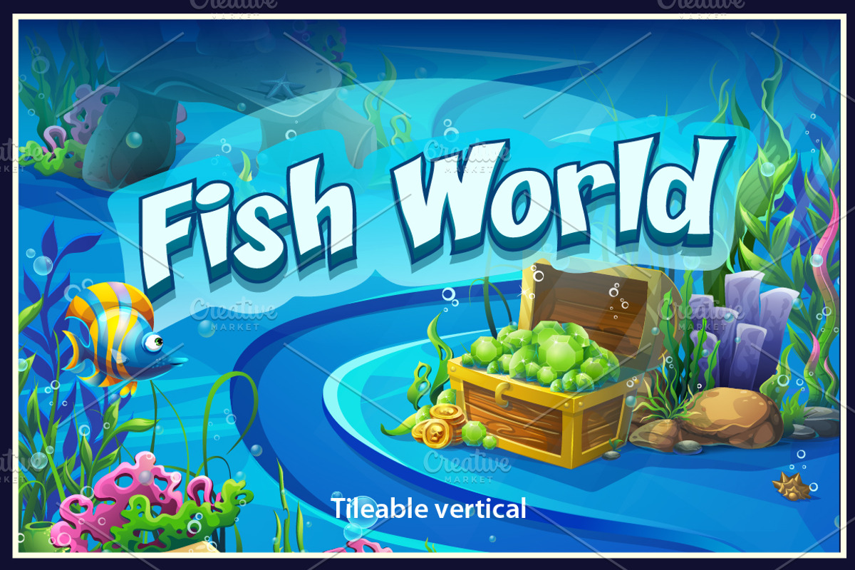 Vector seamless underwater map, an Animal Illustration by Nearbirds (Photo 1 of 2)