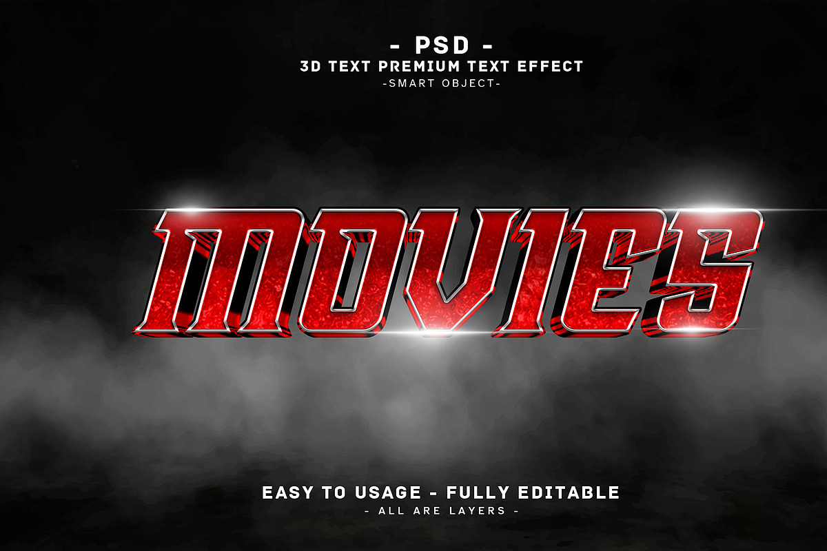 Editable 3D Text Effect MOVIES, a Layer Style Add-On by Md Jahidul99