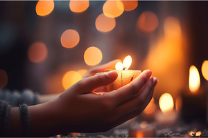 Hope concept candle. Generate AI, an Abstract Photo by Ylivdesign