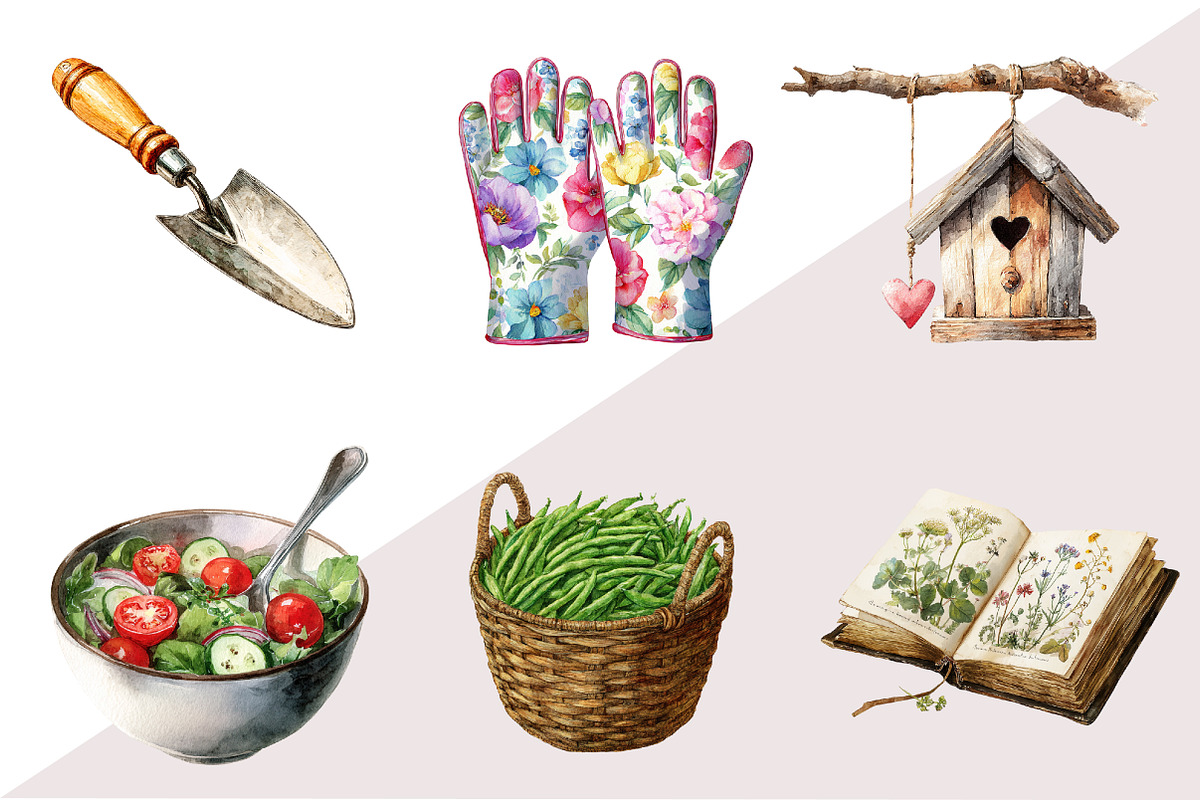 Watercolor Vintage Gardening, an Illustration by Design Market (Photo 3 of 3)