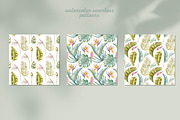 Watercolor Tropical Leaves & Flowers, an Illustration by babenkoirusa (Thumbnail 8 of 17)