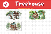 Vintage Watercolor Treehouse in Lus, a Background Graphic by John_Walker (Thumbnail 3 of 4)