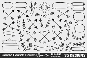 Doodle Flourish Element SVG Bundle, an Icon by Actual Pixel