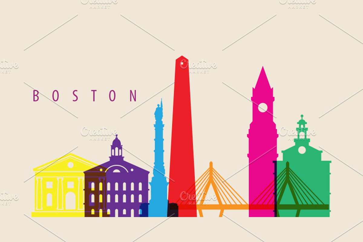 Boston City Landmarks Illustration, an Illustration by IB