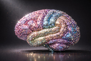 Brain concept material in sparkling, a Photo by Dvoevnore photos