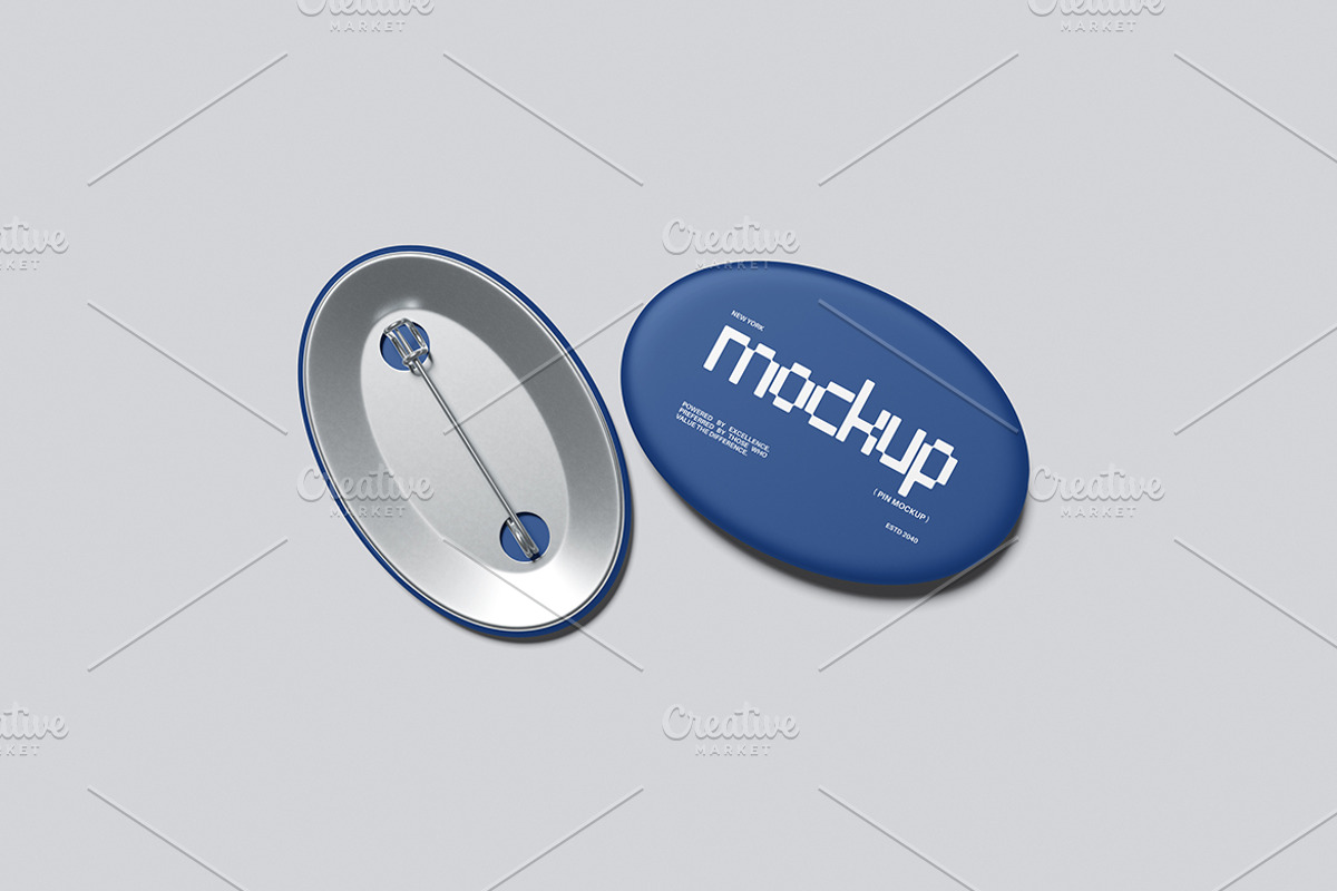 Oval Pin Button Badge Mockup, an Advertising Mockup by Gatamotion (Photo 4 of 5)