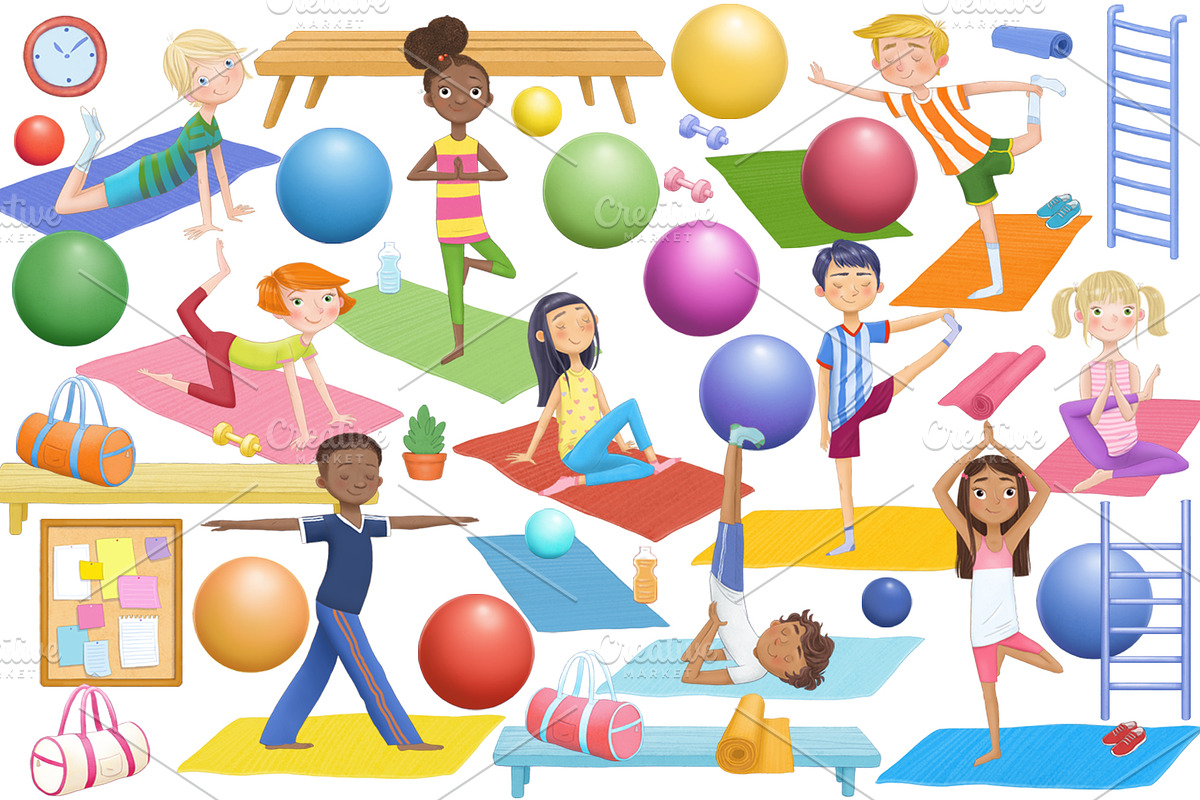 Yoga Kids Clipart, an Illustration by AnimadDesign (Photo 2 of 10)