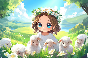 Baby Jesus with herd of sheep, a Holiday Photo by MistyDay