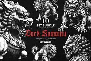 10 Bundle Dark Art Komainu Statue, an Illustration by Morspective