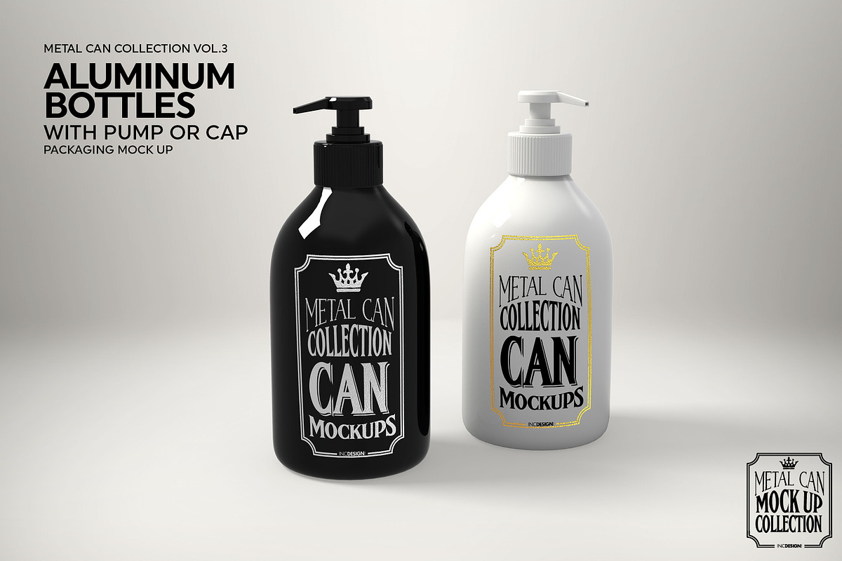 Aluminum Bottles Pump Cap Mockup, a Pens & Pencil Mockup by INCDesign (Photo 3 of 7)