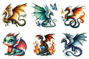 Whimsical Dragon Clipart, an Illustration by CreationArt (Thumbnail 2 of 5)