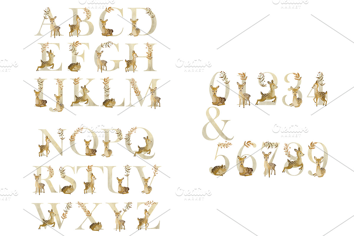 10 Watercolor Animal Alphabets., an Animal Illustration by TaPilipa (Photo 9 of 11)