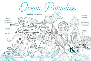 Ocean Paradise - vector mermaids