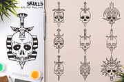 100 Decorative Vector Skulls, a Decorative Illustration by pixaroma (Thumbnail 24 of 37)