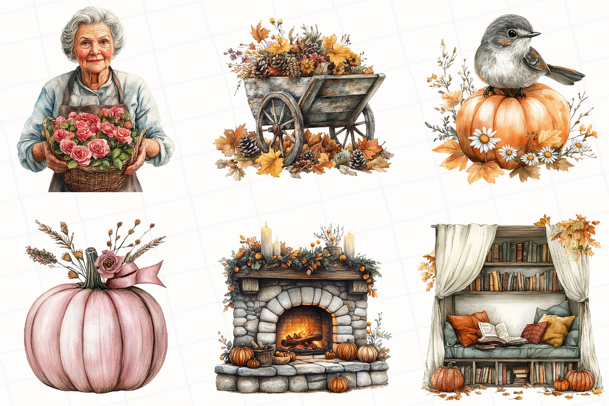 Watercolor Autumn Serenity Clipart, an Illustration by OK Design (Photo 5 of 5)