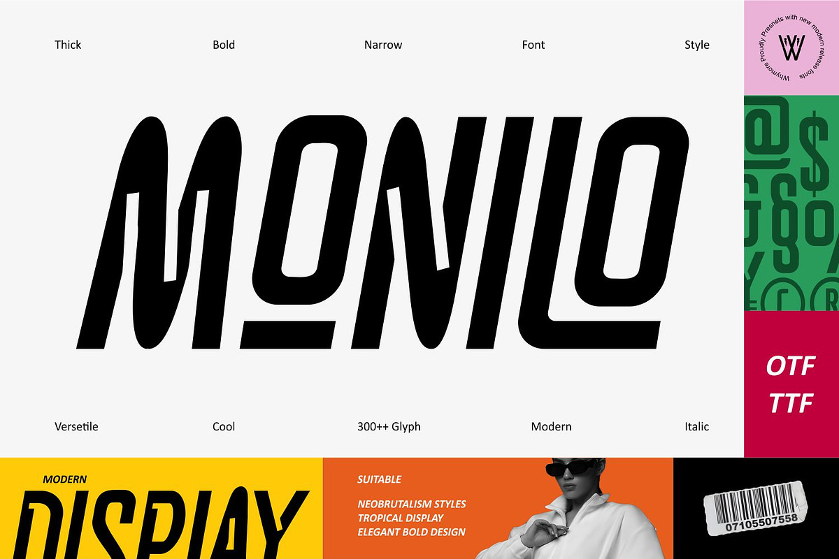 Monilo – Condensed Narrow Font, a Sans Serif Font by WhymoreArt (Photo 1 of 12)