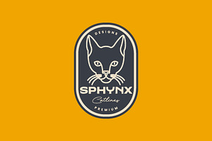 Head Cat Pets Sphynx Kitten Logo