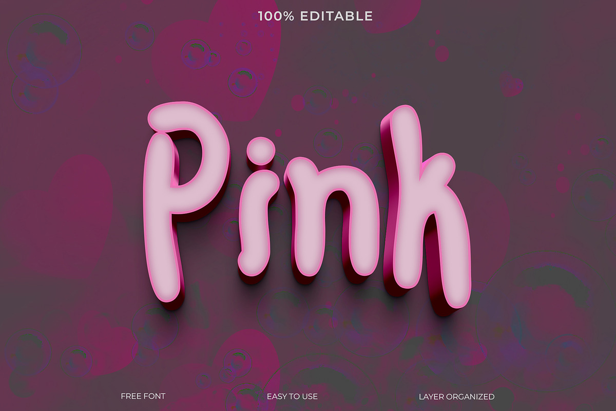 Pink 3d text effect style, a Layer Style Add-On by Imamul001