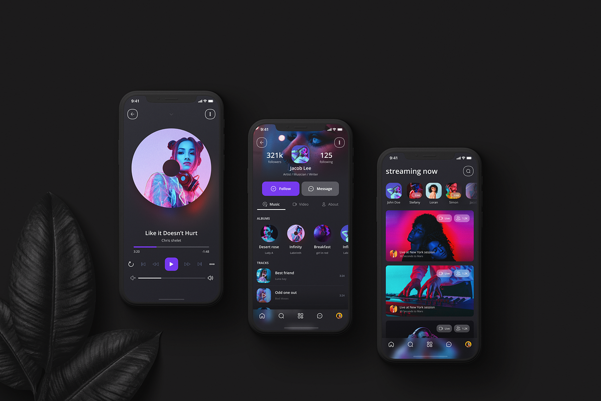 Music app UI Kit ( Figma), an UI Kit Template by Julia Shagofferova (Photo 4 of 13)