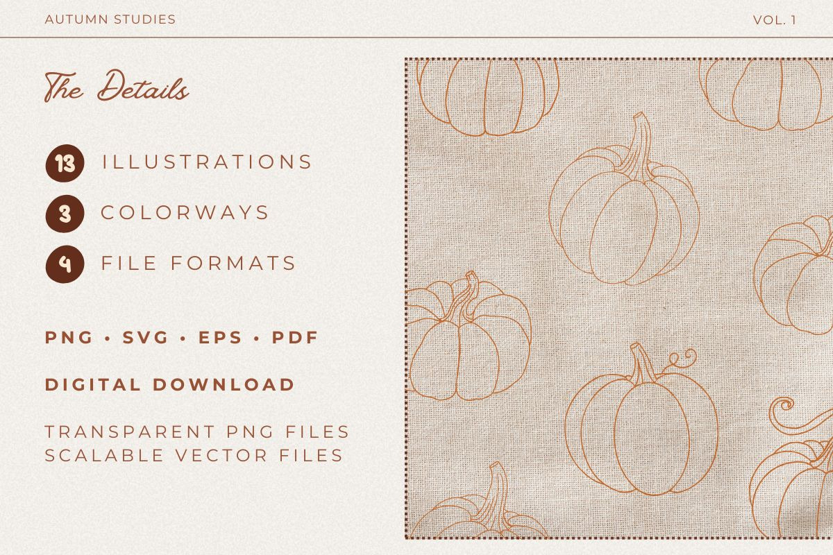 Painted Pumpkin | Pumpkin Line Art, a Seasonal Illustration by Fins and Fiction (Photo 5 of 5)