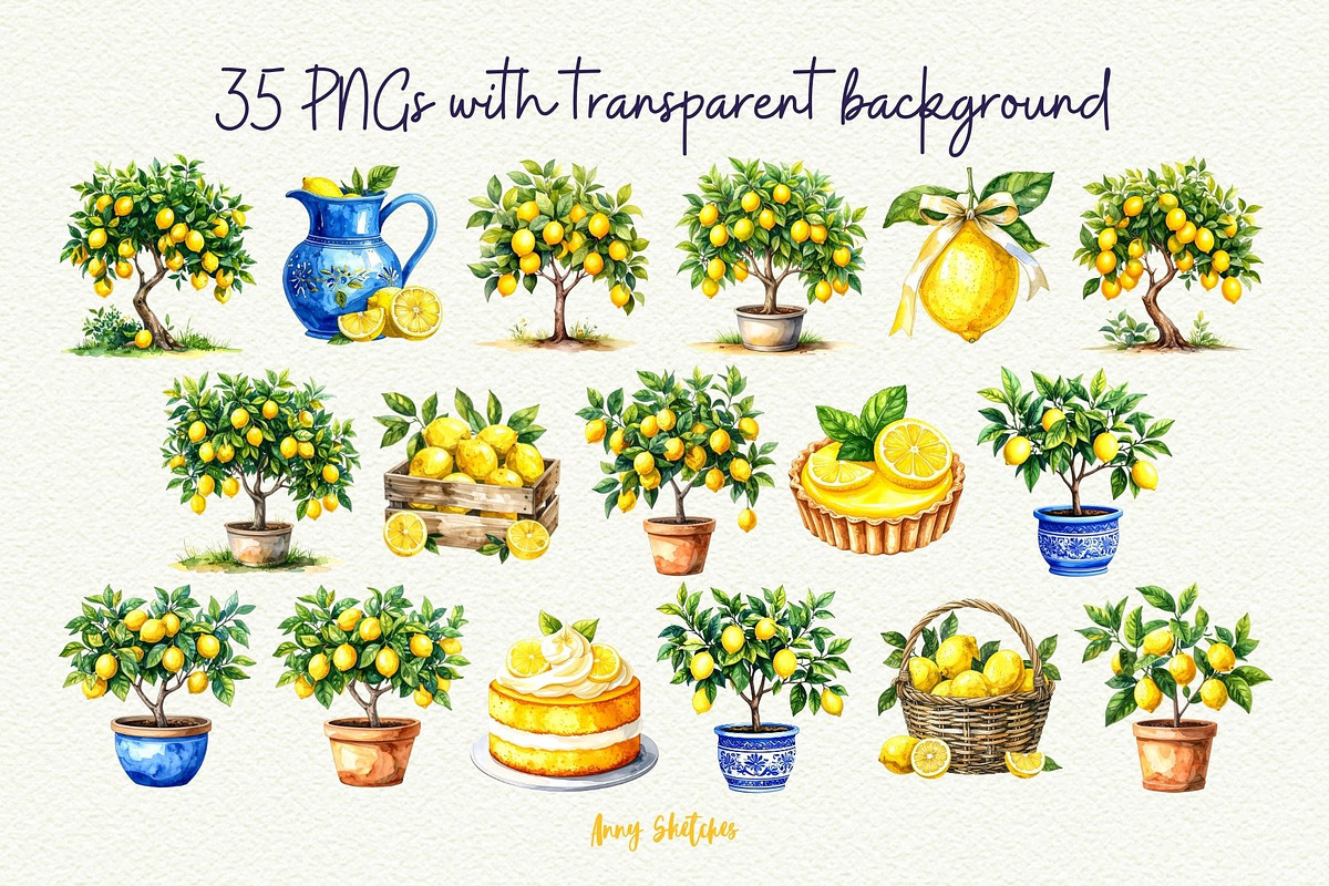 Mediterranean Lemon Clipart, an Object Graphic by Anna Design Studio (Photo 2 of 9)