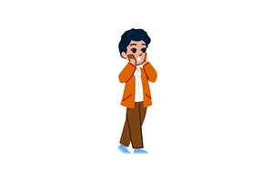 Shocked little boy holding hands on, a Person Illustration by pikepicture
