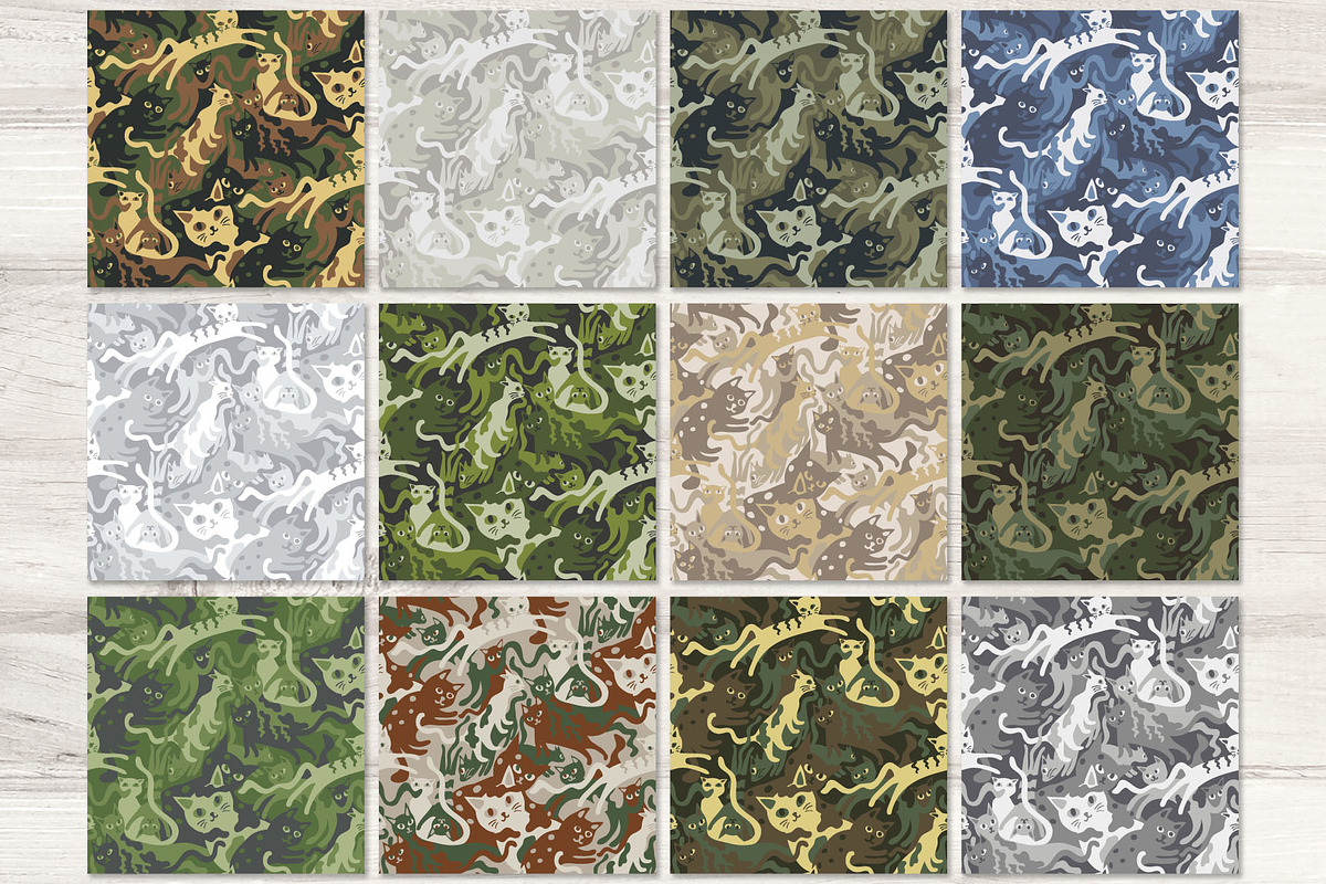 Camouflage pattern with CATS, a Pattern Graphic by pineart (Photo 2 of 6)