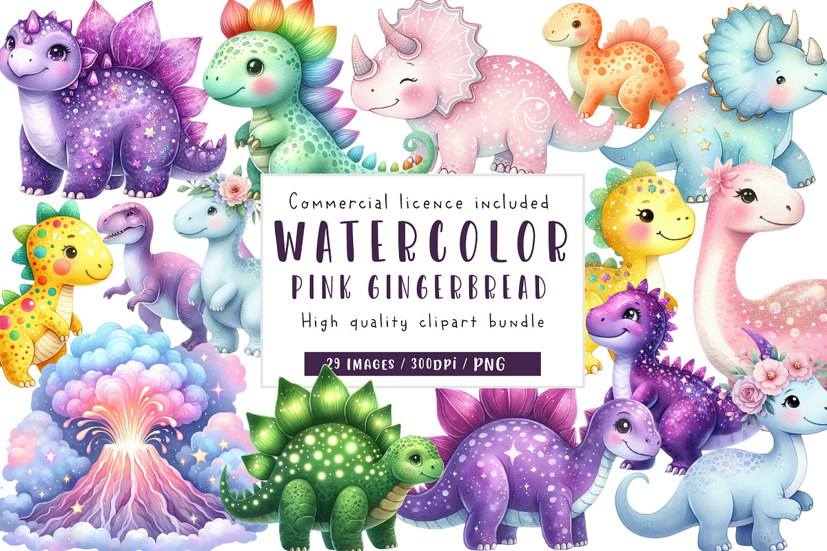 Watercolor Paleontology Dinosaur, an Illustration by CreationArt (Photo 1 of 5)