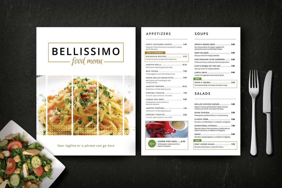 Modern Restaurant Menu (Bellissimo), a Brochure Template by Nathan Knight Design (Photo 1 of 5)