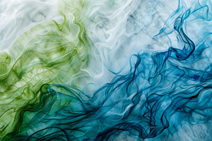 Blue, green, and white smoke swirlin, a Photo by Iftikhar Alam