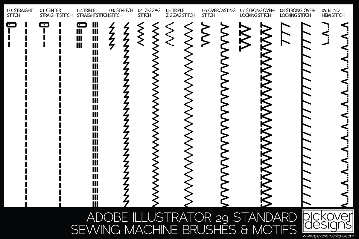 29 STANDARD SEWING MACHINE BRUSHES, a Brush Add-On by Pickover Designs (Photo 2 of 6)