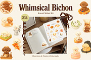Whimsical Bichon: Kawaii Sticker Kit, an Animal Illustration by divanovskaya_nv (Thumbnail 1 of 18)