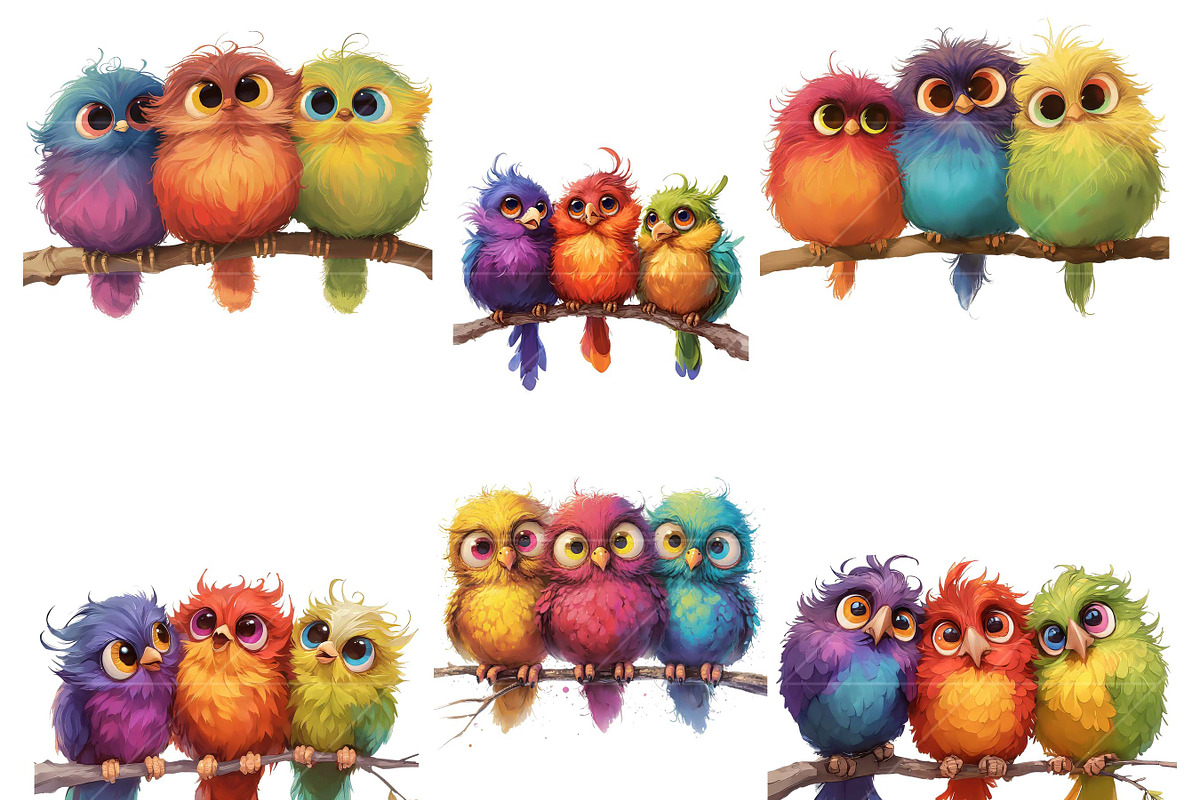 Colorful Birds On Branch Clipart, an Animal Illustration by Design Scotch (Photo 2 of 7)