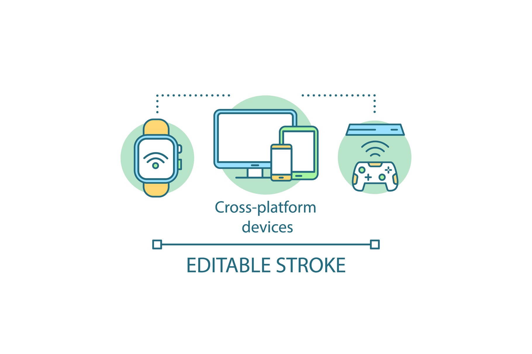 Cross platform devices, IOT icon, an Outline Icon by IMG Visuals