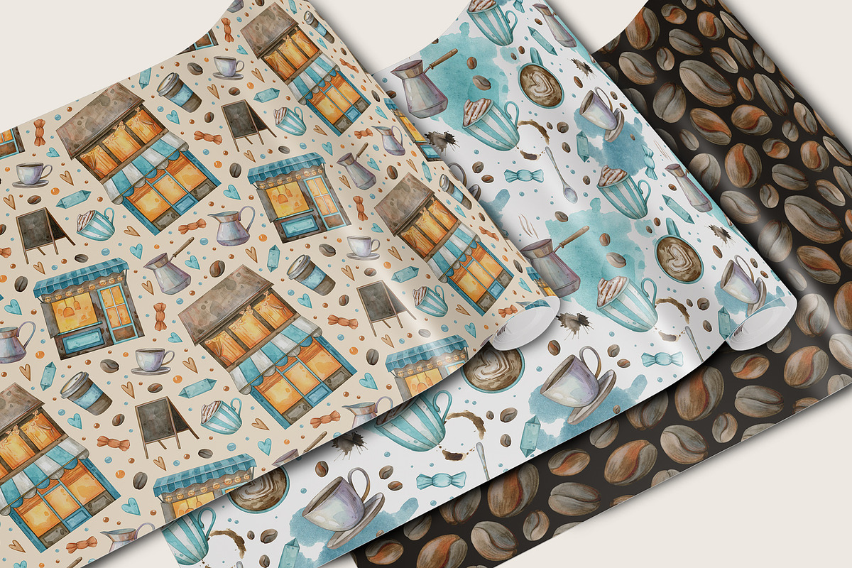 Watercolor Coffee Collection, a Decorative Illustration by Aquarellka (Photo 6 of 8)