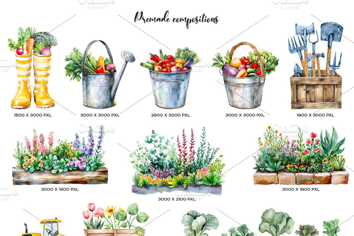 Watercolor farming life clipart, a Food Illustration by Art and Funny (Photo 6 of 7)