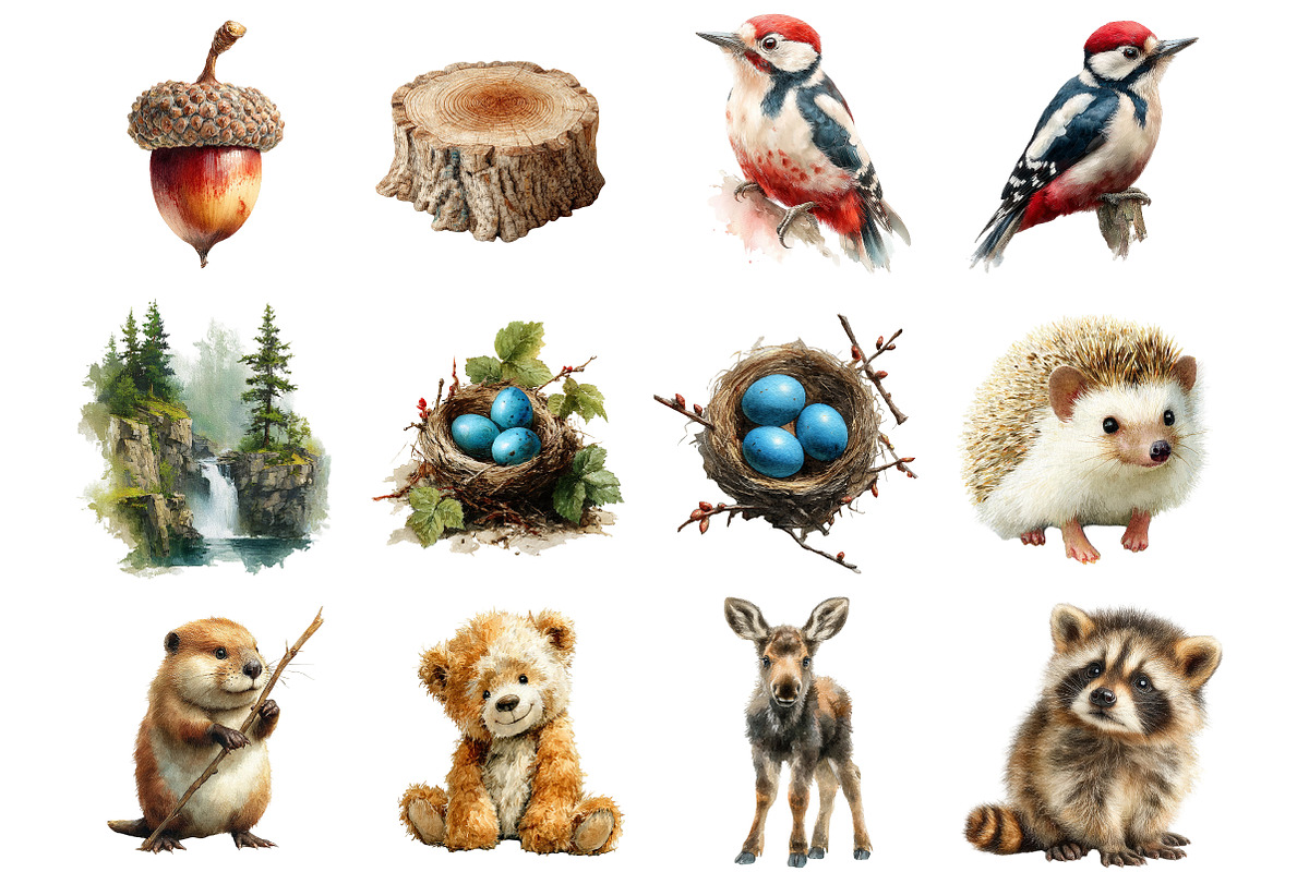 Cute Woodland Animal Clipart, an Illustration by DreamArtGraphic (Photo 2 of 4)