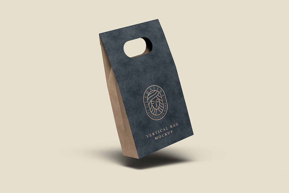 Kraft Paper Vertical Bag Mockup, a Packaging Mockup by Illusiongraphic (Photo 6 of 22)