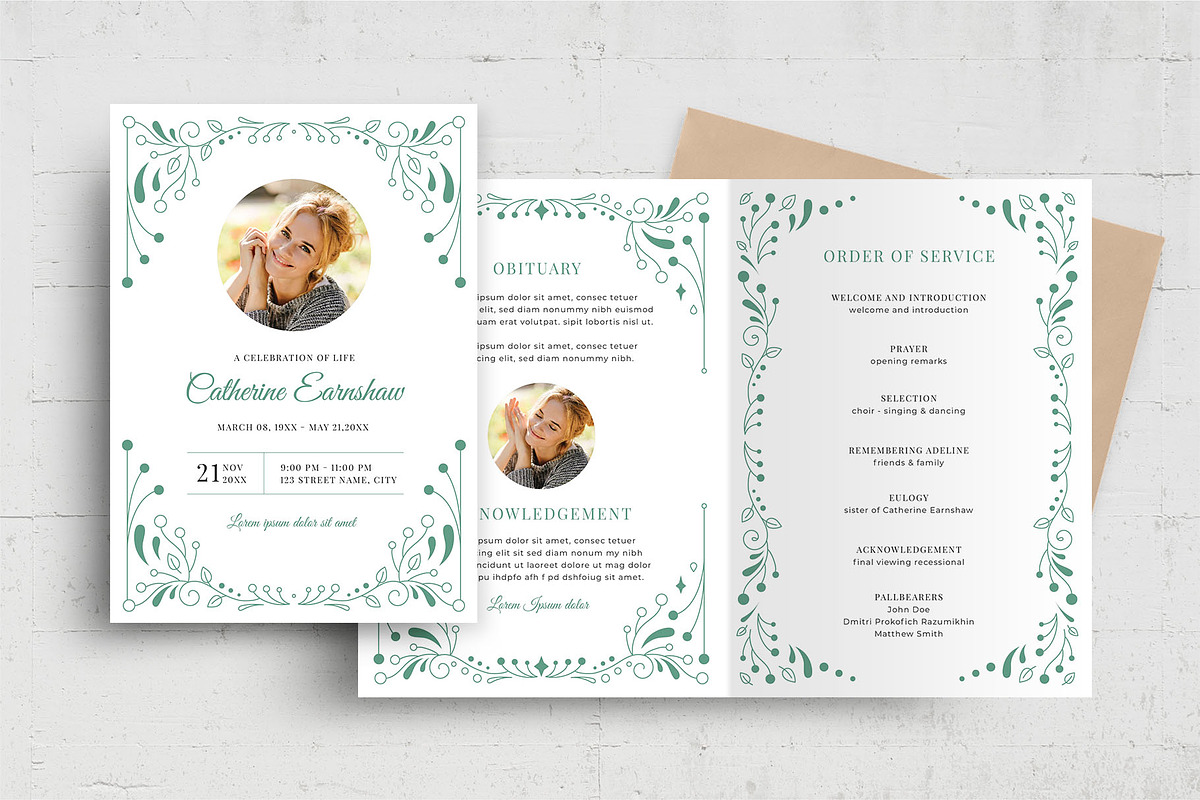Funeral Program Brochure Template, a Flyer Template by BrandPacks (Photo 1 of 7)