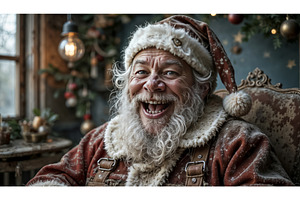 A cheerful and cunning Santa smiles, a Graphic by TatsianaSalauyova