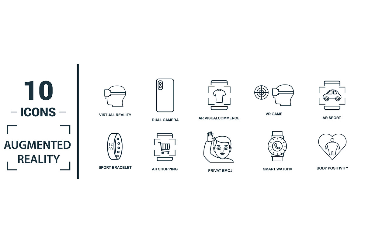 Augmented Reality Line Icon Set, an Object Graphic by Aimagenarium@gmail.com (Photo 2 of 3)