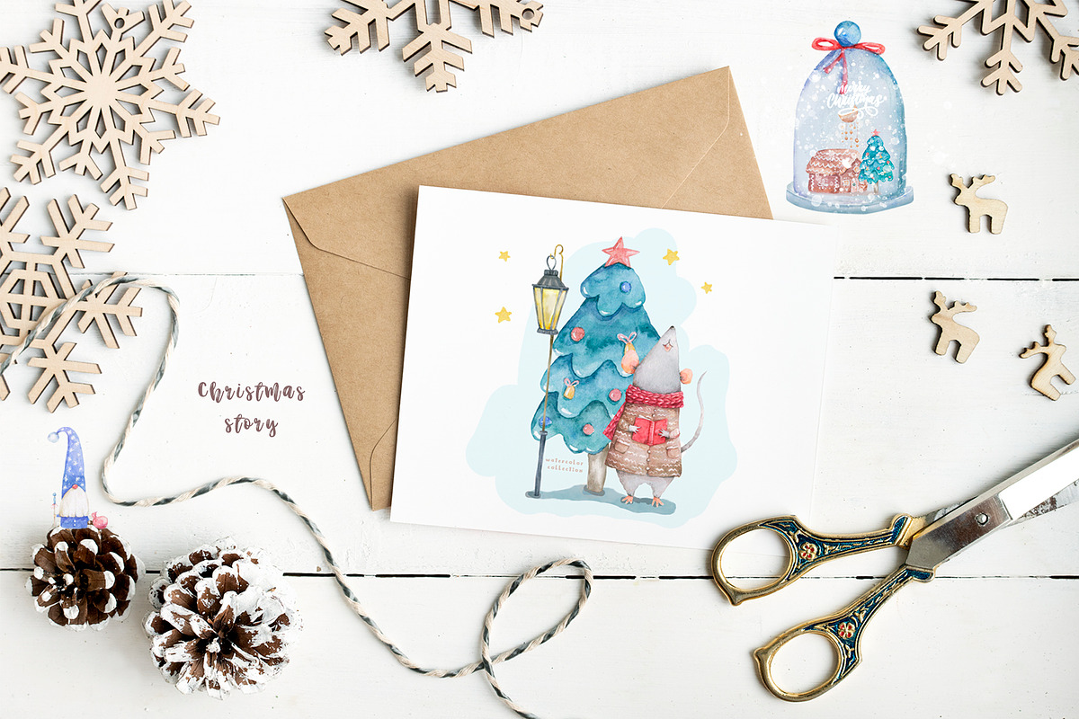 Christmas Story Watercolor cute Rats, an Animal Illustration by Ann Art Houze (Photo 9 of 13)
