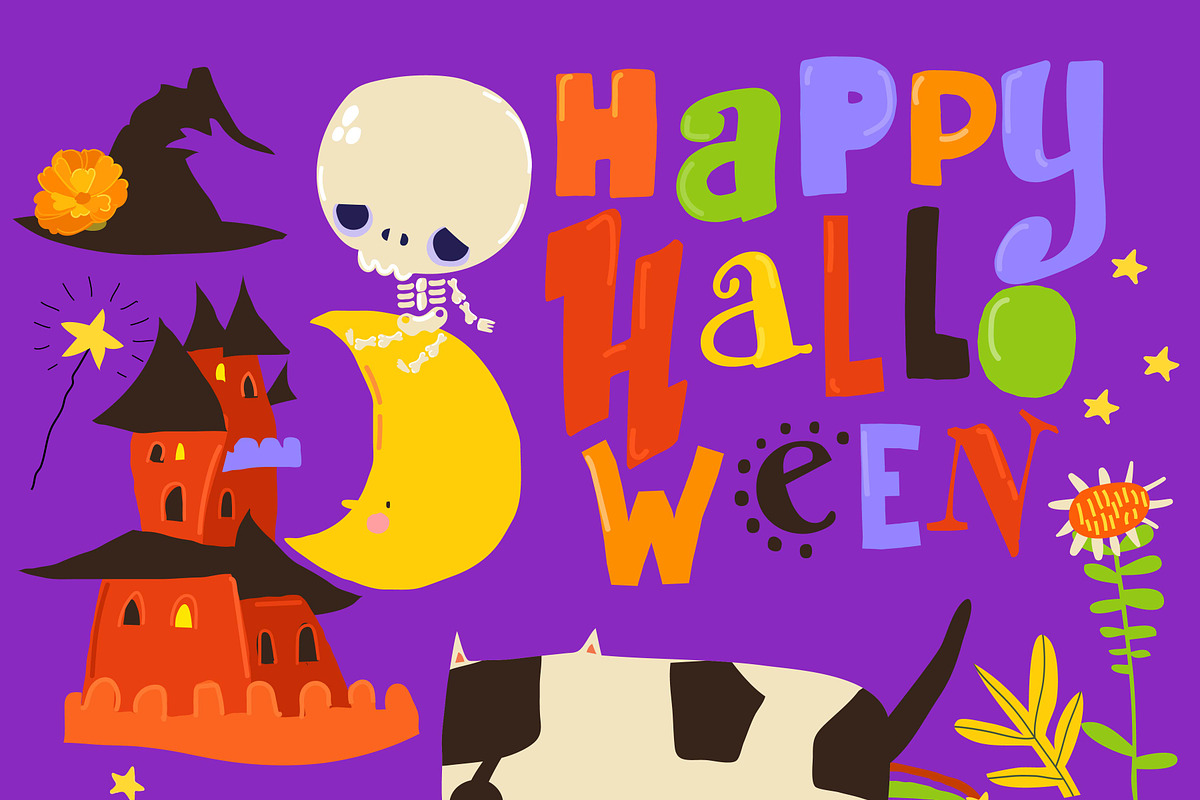 Cartoon Set With Halloween Elements, a Seasonal Illustration by Maria Starus (Photo 3 of 3)