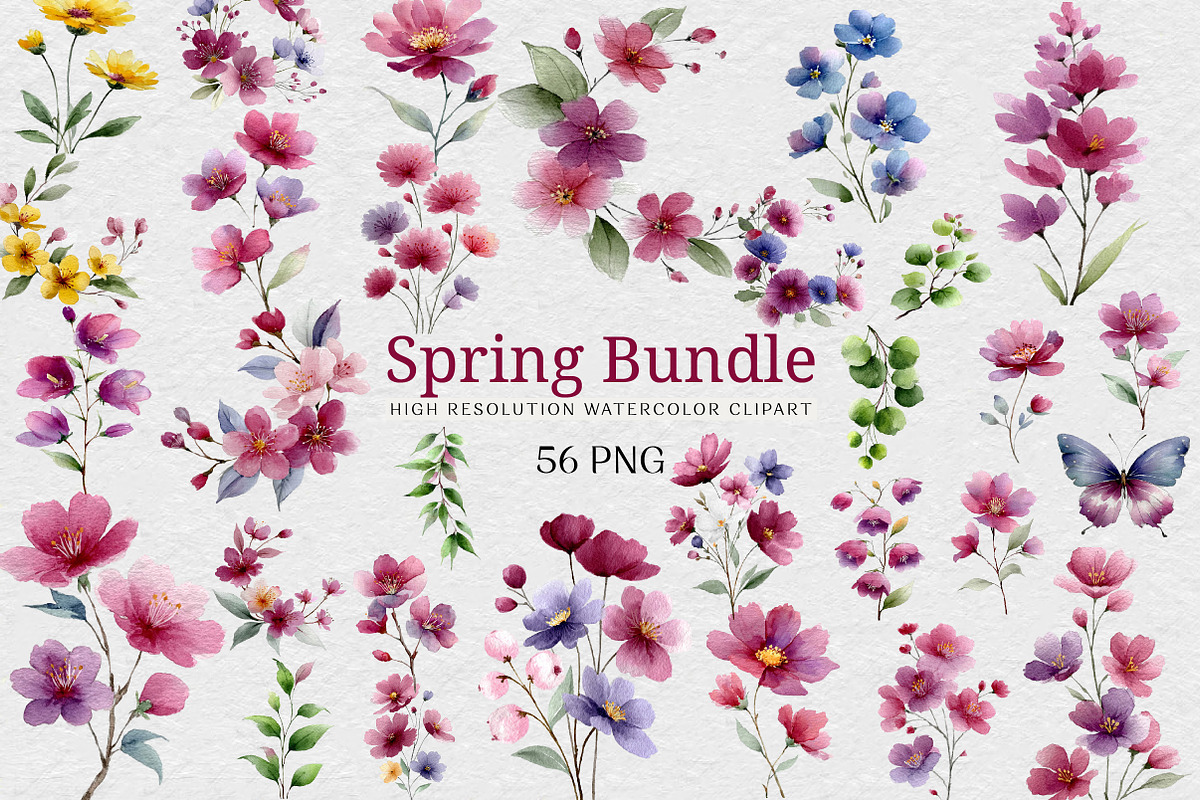 Watercolor Spring Clipart Bundle, a Healthcare Illustration by DreamCafeArt (Photo 1 of 8)