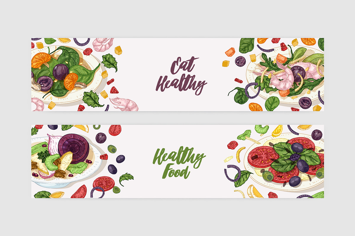 Salad set and backgrounds, a Food Illustration by Good Studio (Photo 4 of 9)