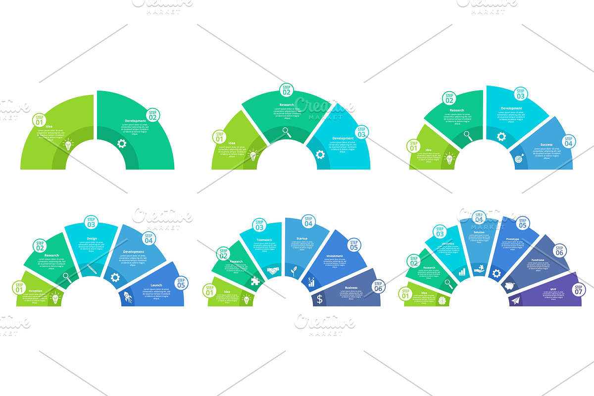 Semicircle steps diagram infographic, a Finance Illustration by winwin.art