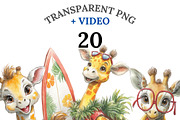 20 Watercolor Giraffe Summer Clipart, an Animal Illustration by Pati Charm Studio (Thumbnail 1 of 8)